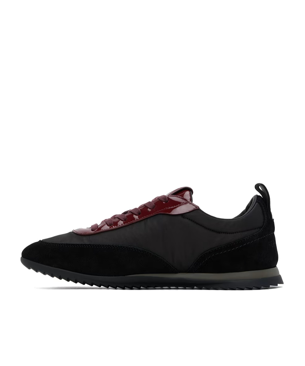 Ferragamo Spliced Lace-up Low-upper Sneakers In Black