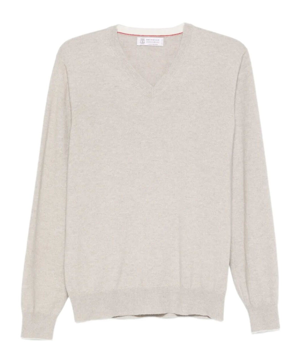 Brunello Cucinelli V-neck Cashmere Sweater In Neutral