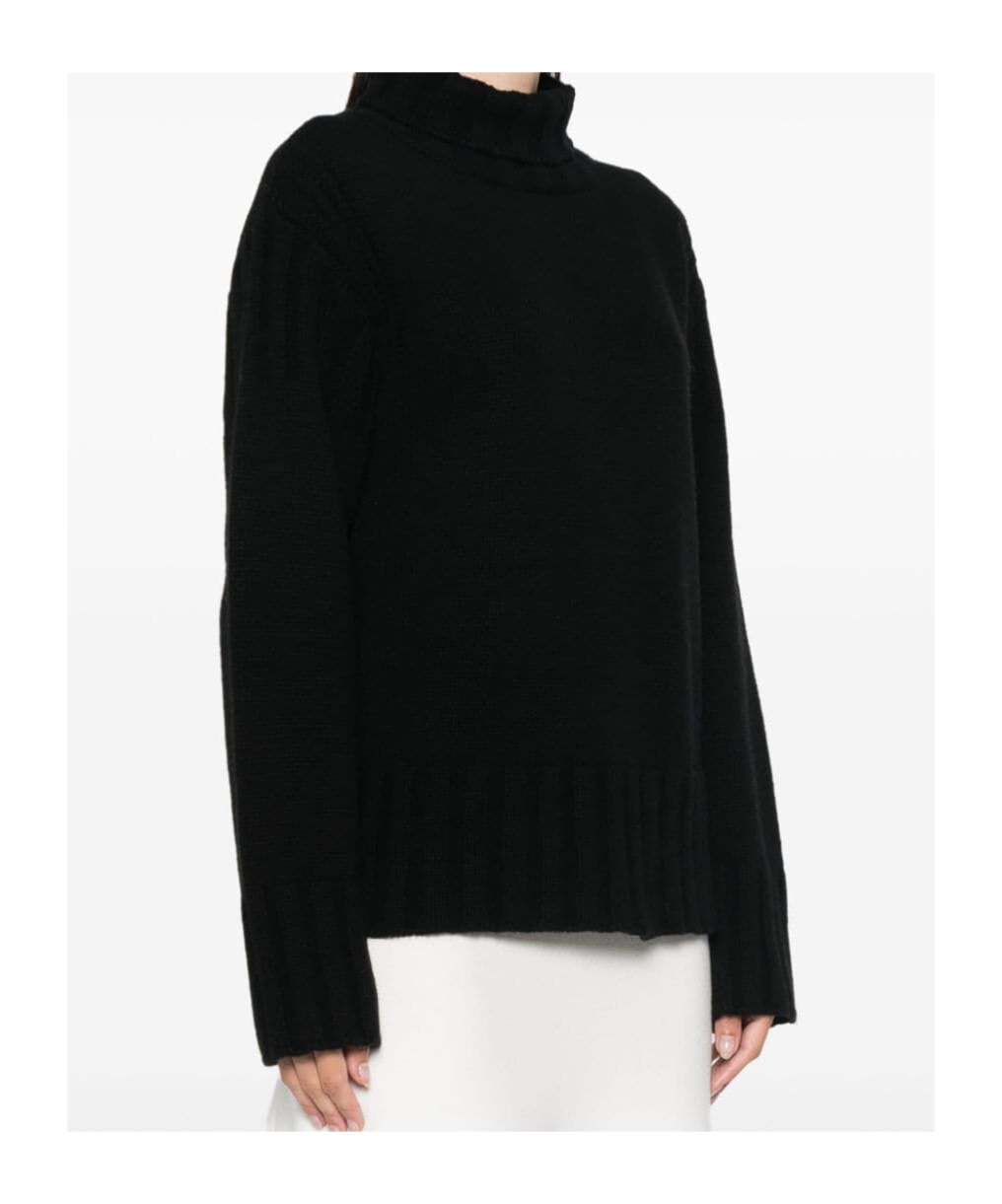 Jil Sander Black Cashmere Blend Oversize Sweater In Black