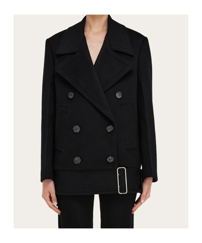 Ferragamo Brushed-finish Peacoat In Black