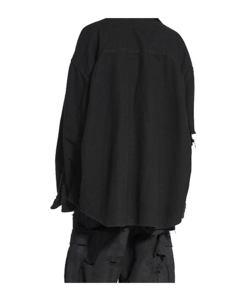 Balenciaga Layered Distressed Long Sleeve Graphic Shirt In Black