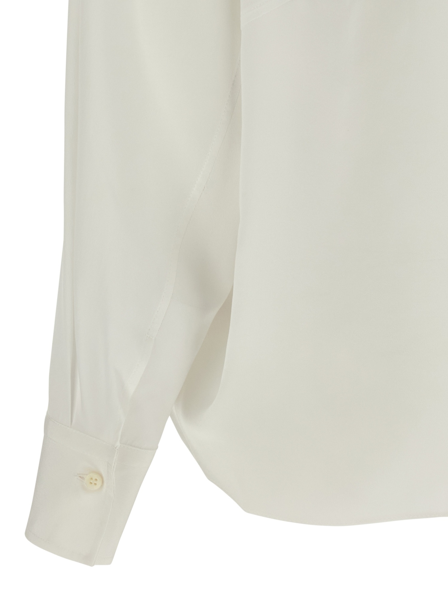 Brunello Cucinelli Silk Blouse With High Collar And Keyhole Back In Neutral