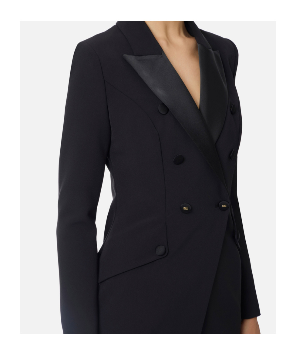Elisabetta Franchi Satin-lapel Double-breasted Mini Dress In Black