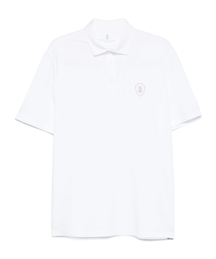 Brunello Cucinelli Polo Shirt With Lapel Short Sleeve In White