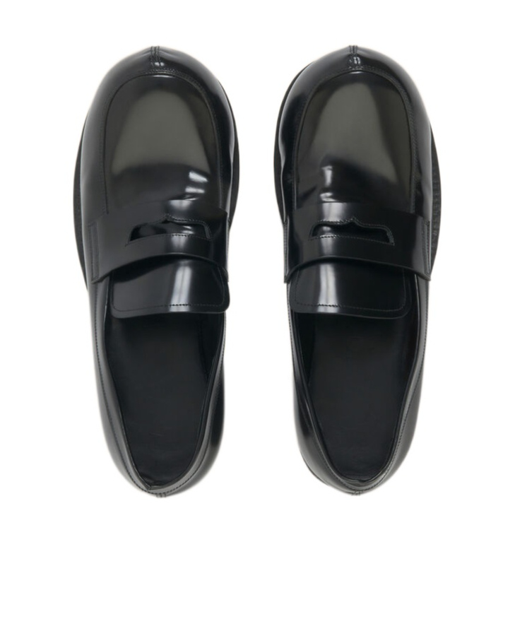 Marni Glossed-leather Penny Loafers In Black