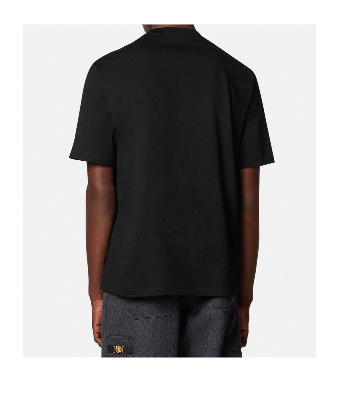 Versace Black Crewneck T-shirt With Maxi Logo Print On The Front In Black