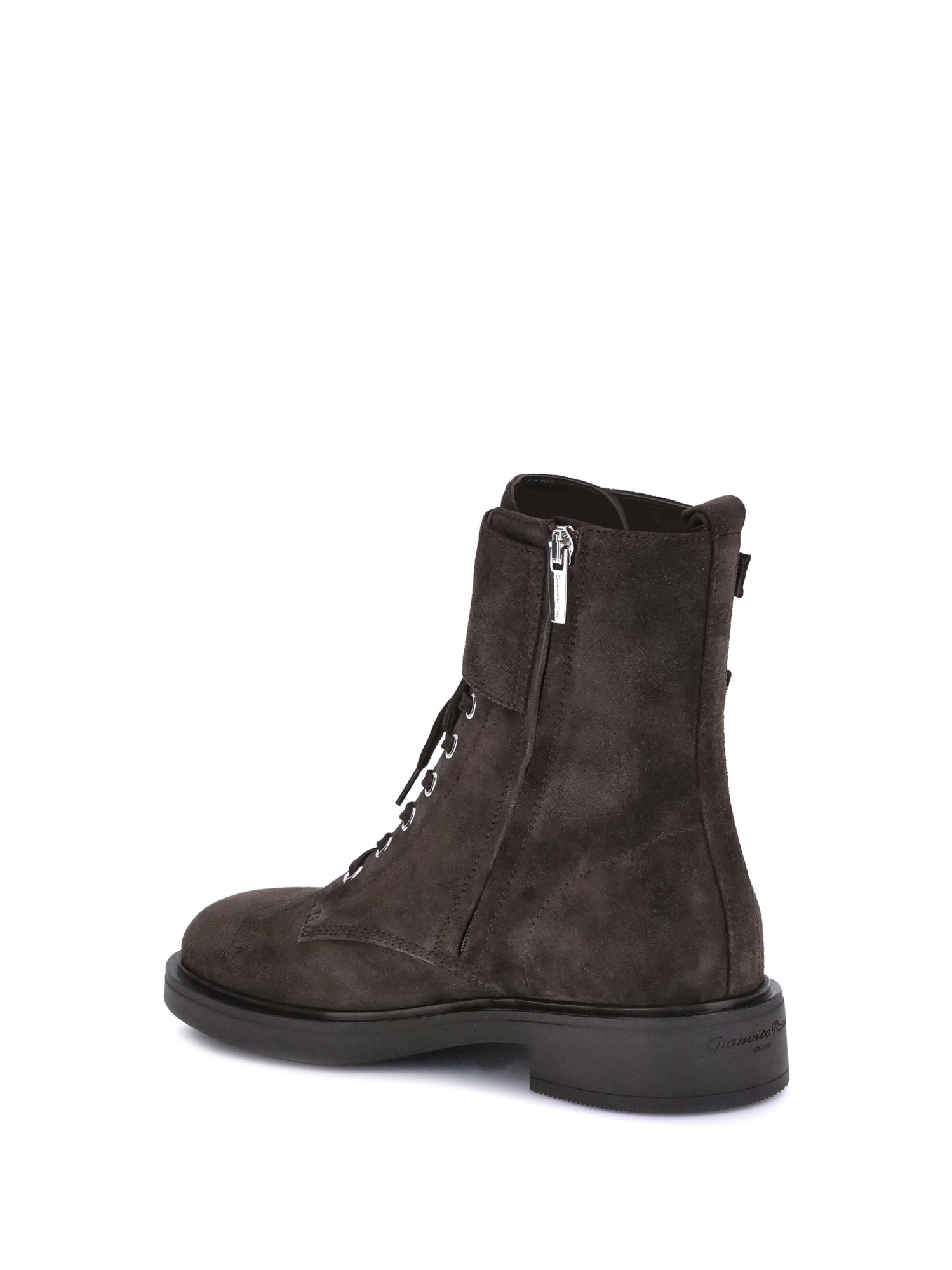 Gianvito Rossi Suede Buckle Cuff Combat Booties