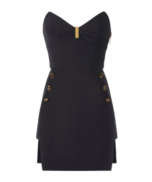 Elisabetta Franchi Black Lightweight Crepe Bustier Dress In Black