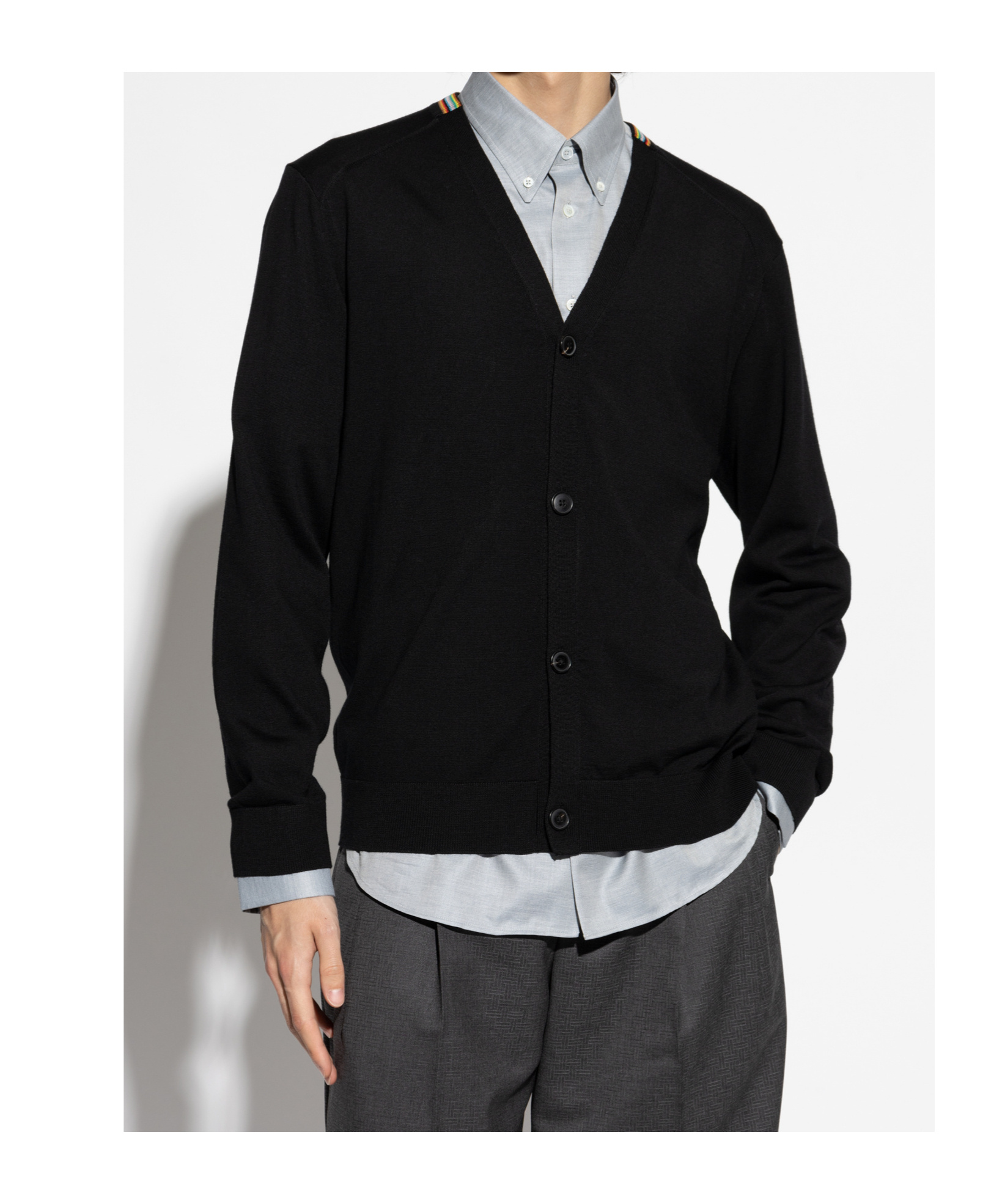 Paul Smith Signature Stripe Cardigan In Black