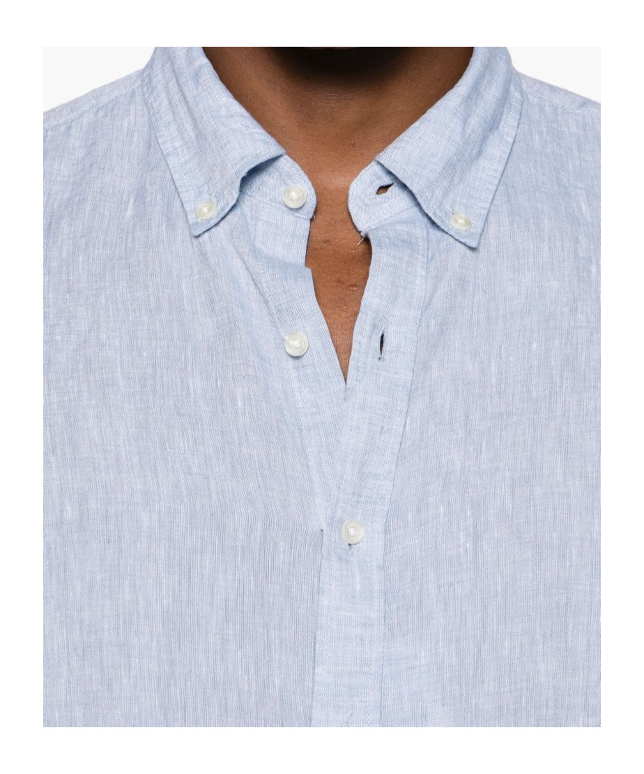 Michael Kors Linen Chambray Button-down Collar Shirt In Blue