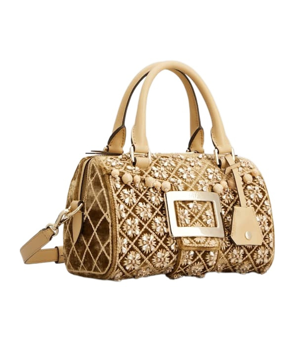 Roger Vivier Belle Vivier Bag In Velvet In Neutral