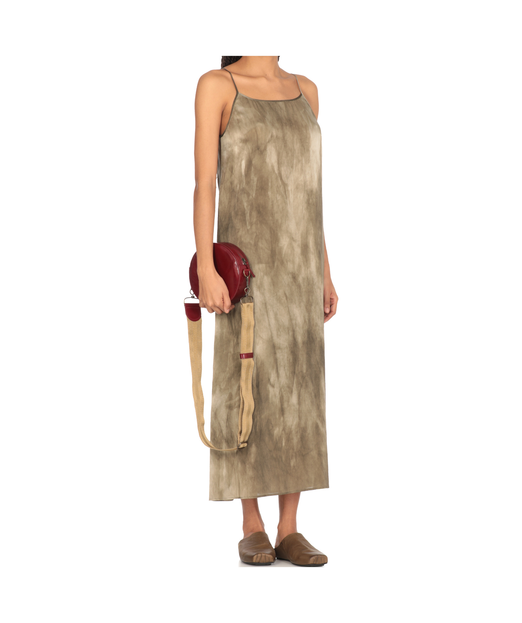 Uma Wang Green Silk Dress In Greygreen