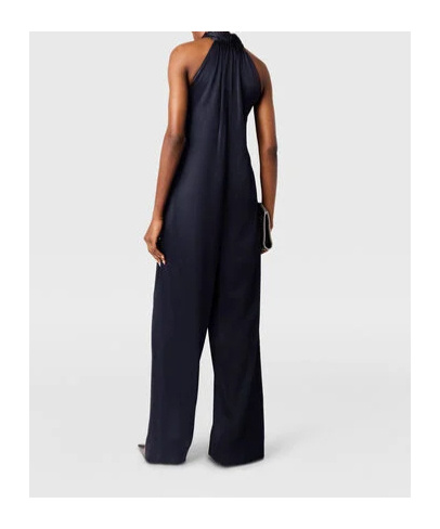 Stella Mccartney Ball-chain Halterneck Satin Jumpsuit In Blue