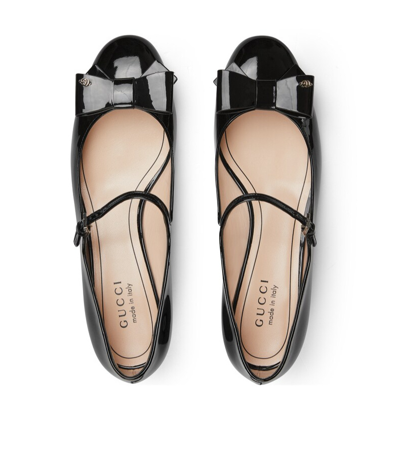 Gucci Women's Ballet Flat With Bow In Black