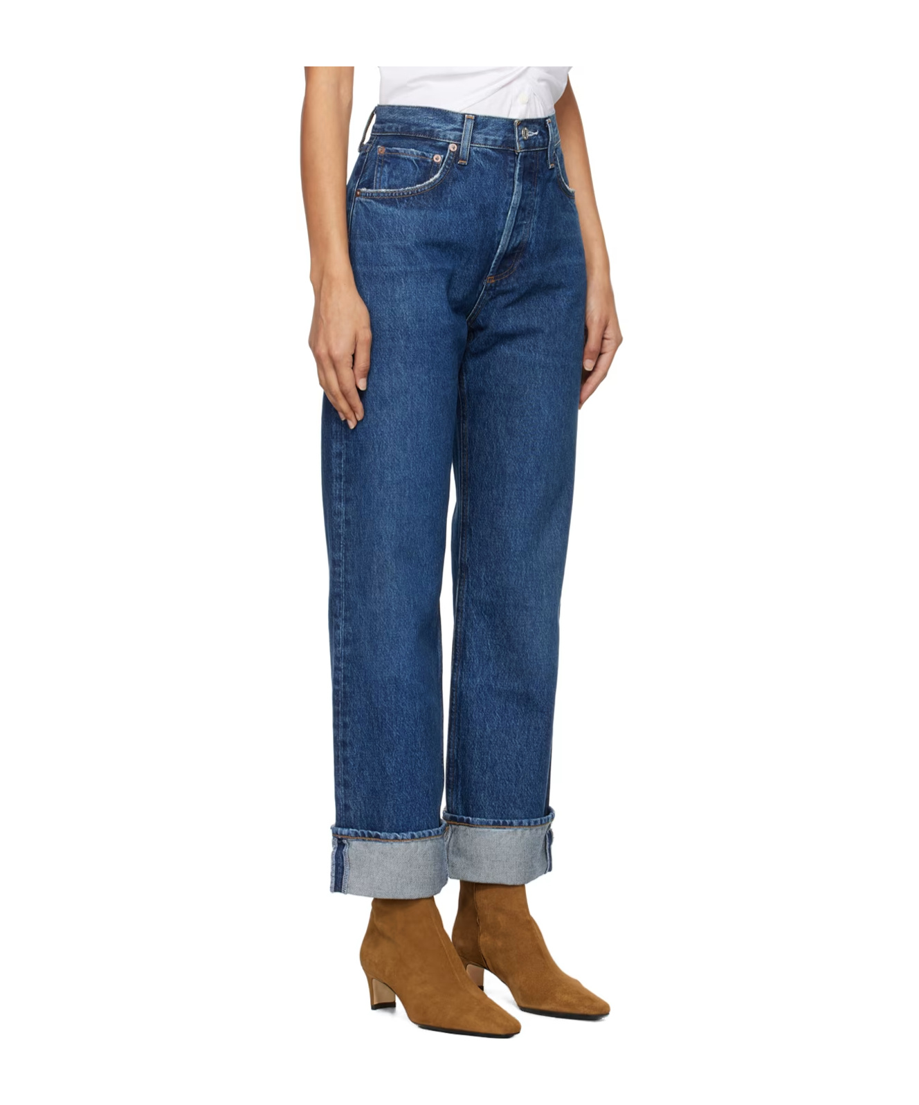 Agolde Fran Low Slung Straight Jean In Enamour In Blue