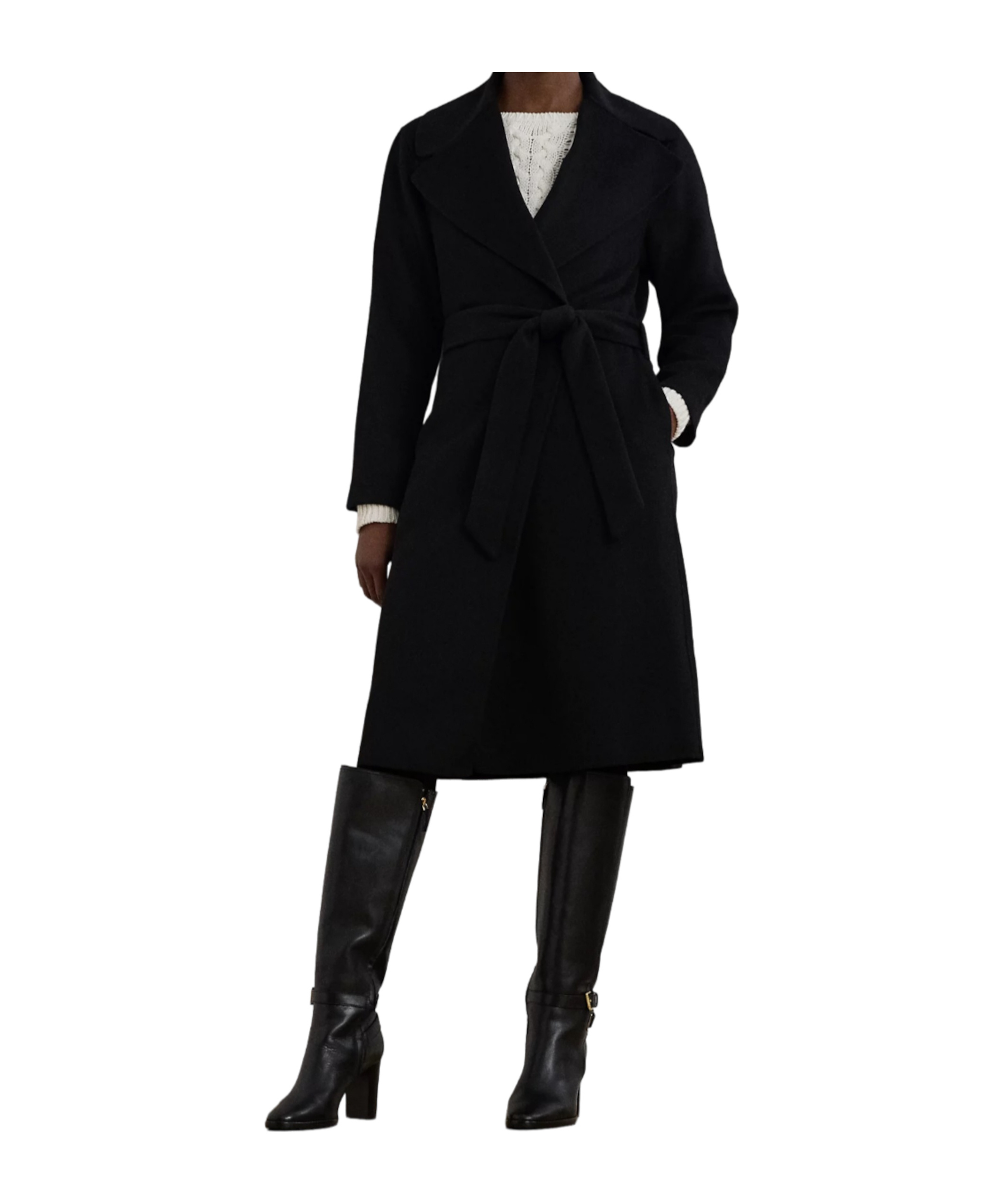 RALPH LAUREN WOOL BLEND WRAP COAT