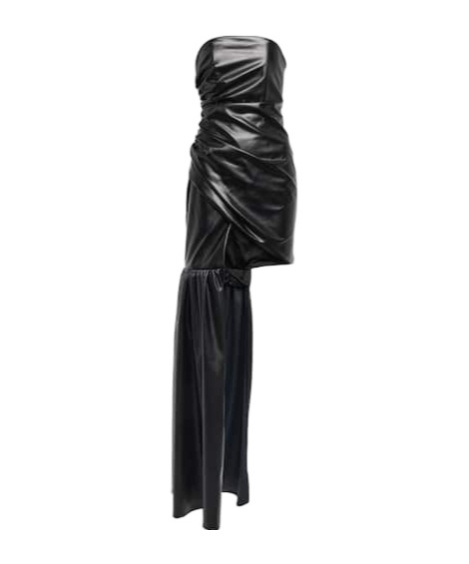 David Koma Strapless Faux Leather Dress In Black