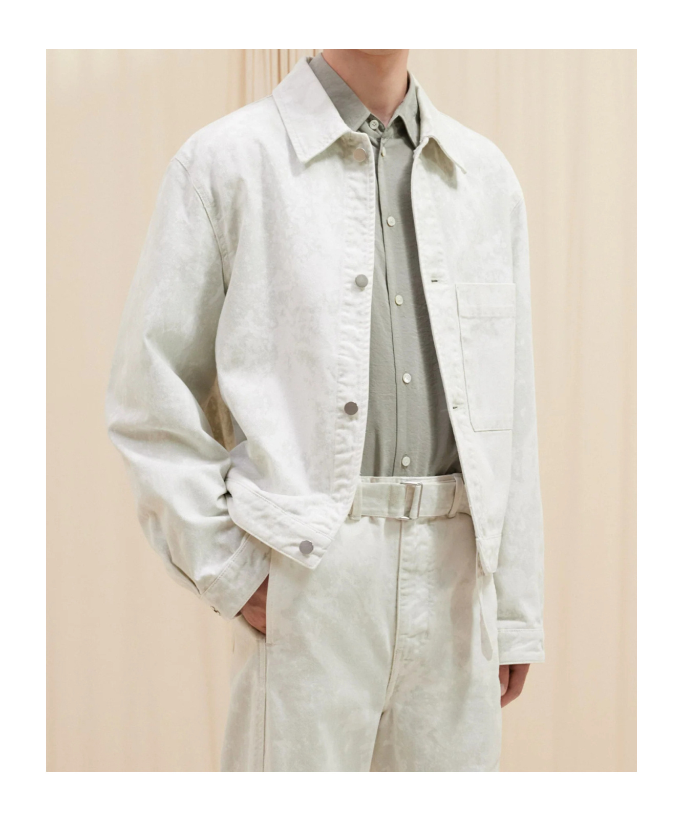 Lemaire Chest Pocket Long-sleeved Denim Coat In White