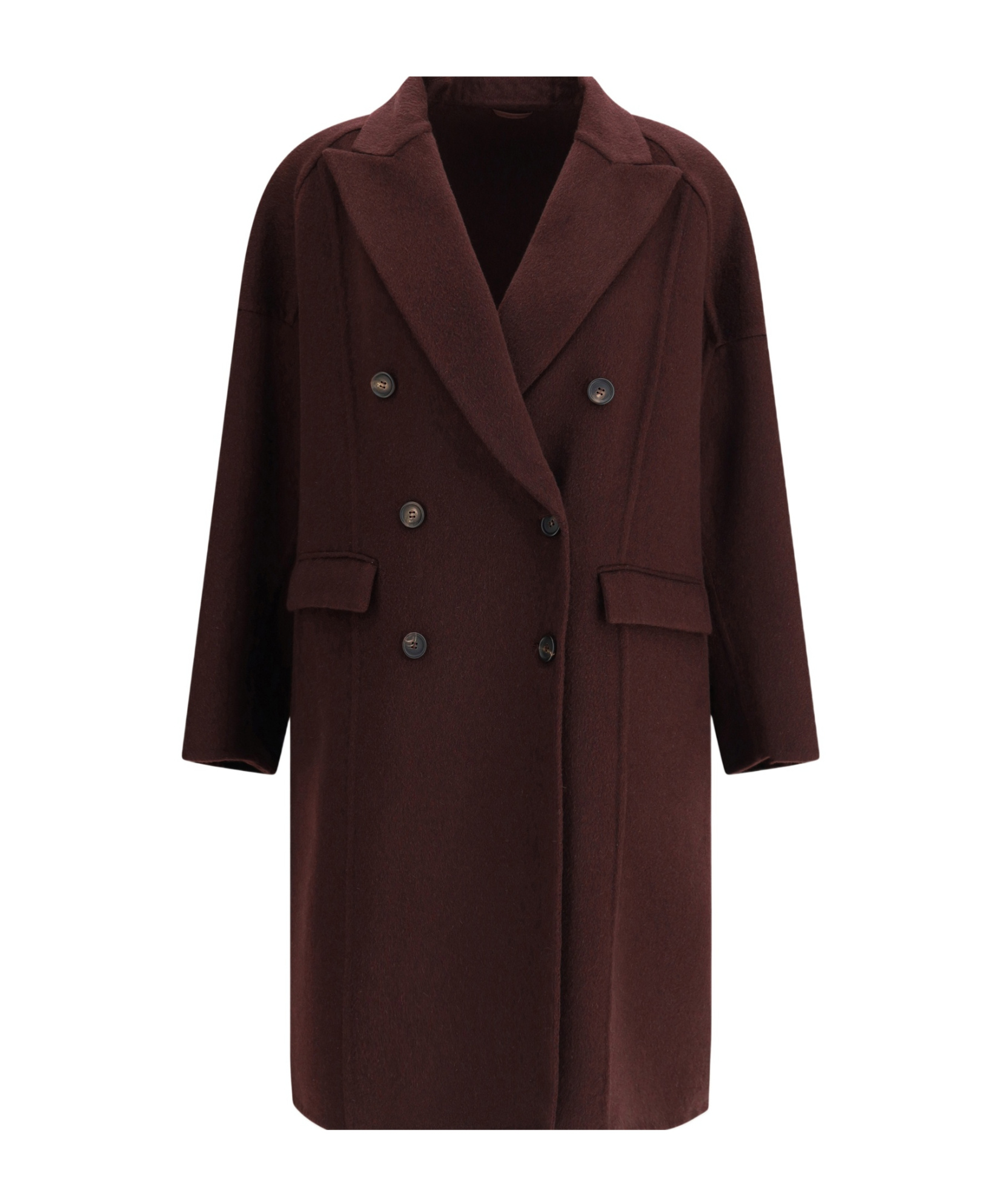 Brunello Cucinelli Double-breasted Coat With Peaked Lapels And Button Detailing
