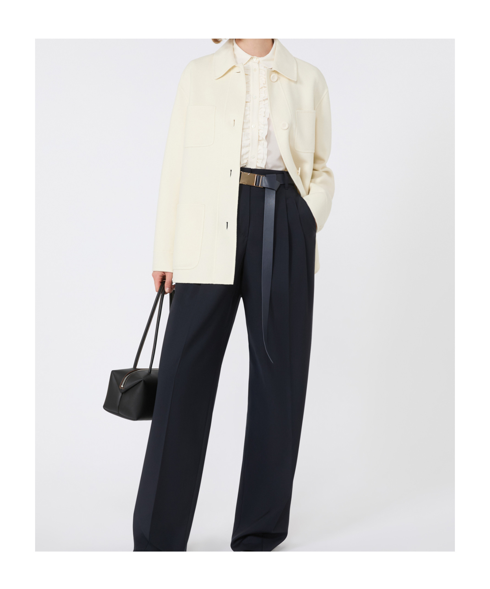 Max Mara Jacket In Wool, Cashmere And Silk Broadcloth In White