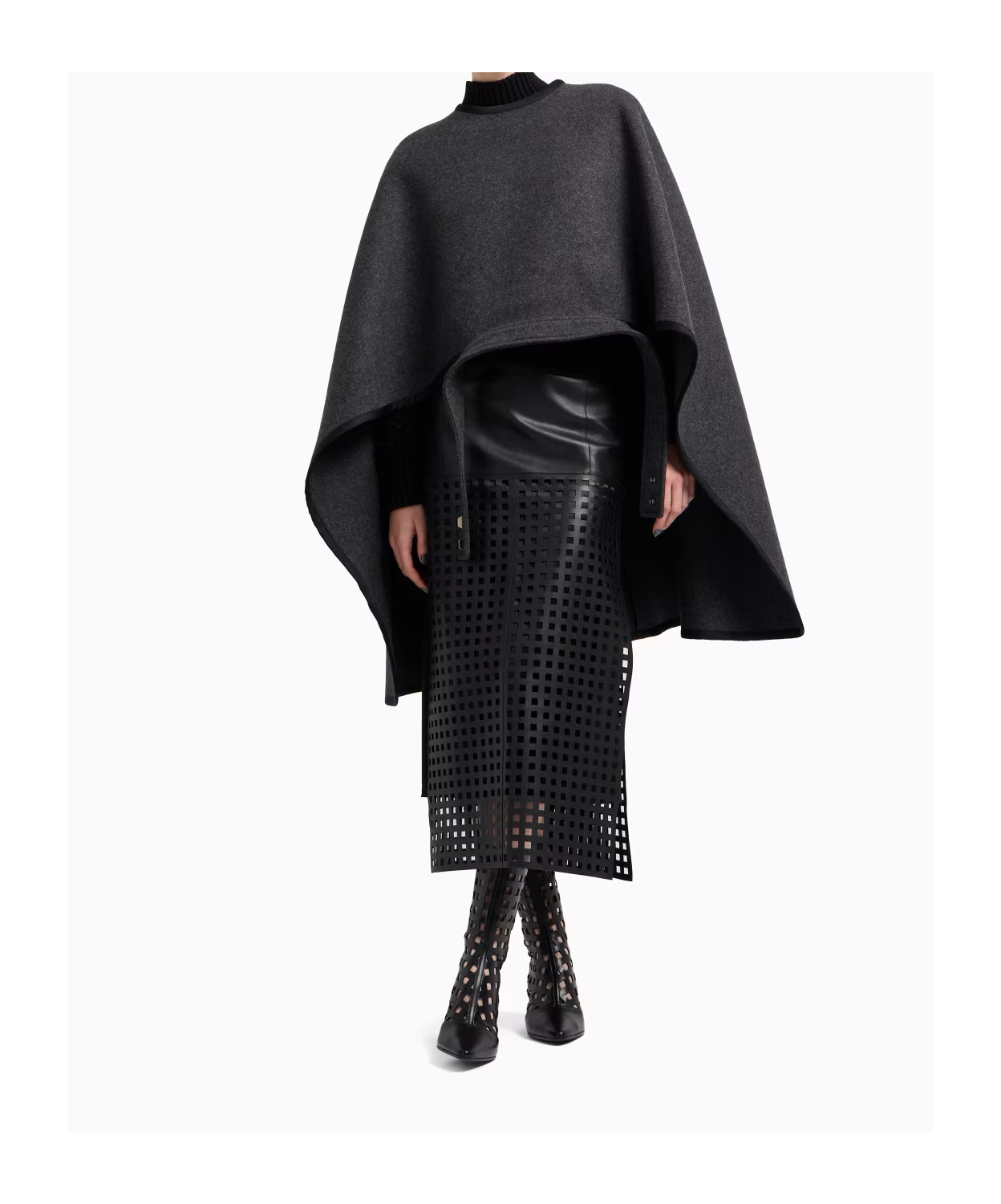 Emporio Armani Polygon Capsule Collection Wool Cloth Cape In Gray