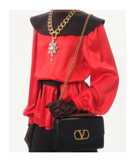 Shop Valentino Double Satin Top In Bright Orange/black
