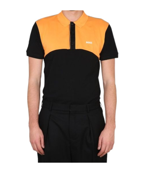Shop Hugo Boss Boss Color Blocked Polo Shirt In Black