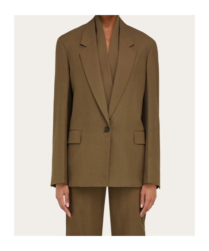 Ferragamo Single Breasted Blazer In Green