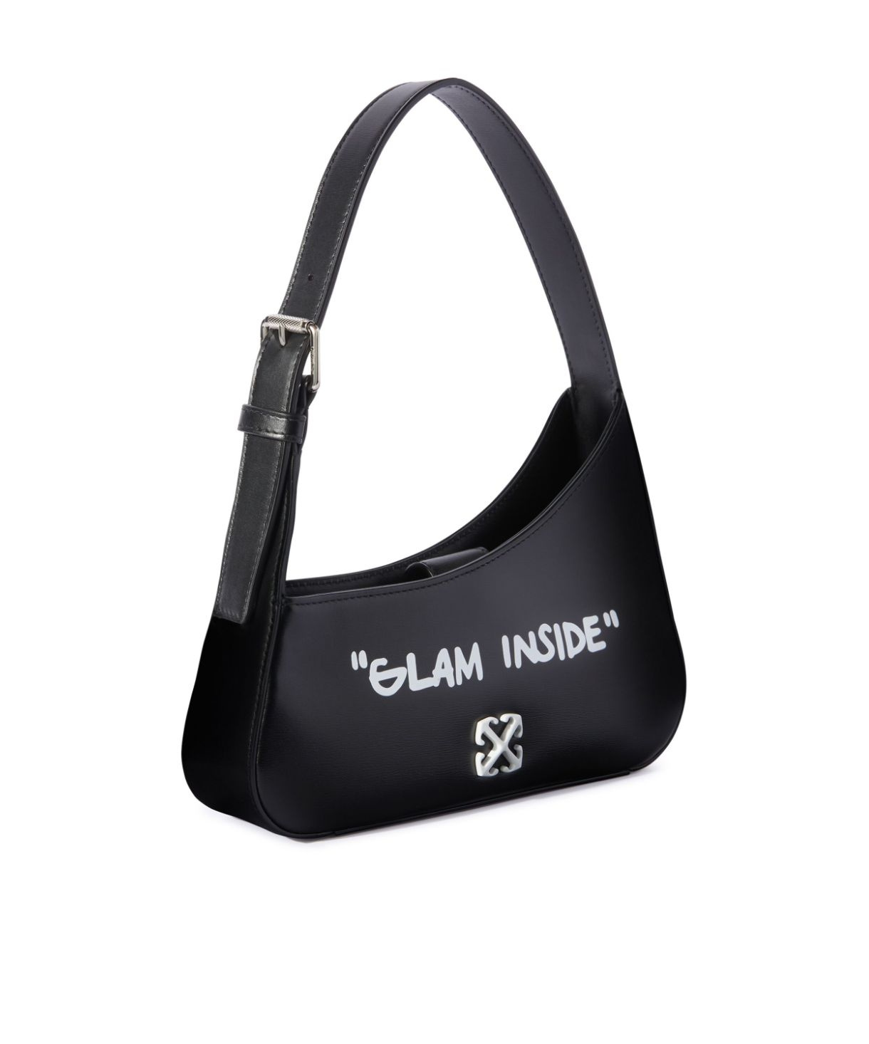 Off-white Jitney Quote Leather Shoulder Bag In Black