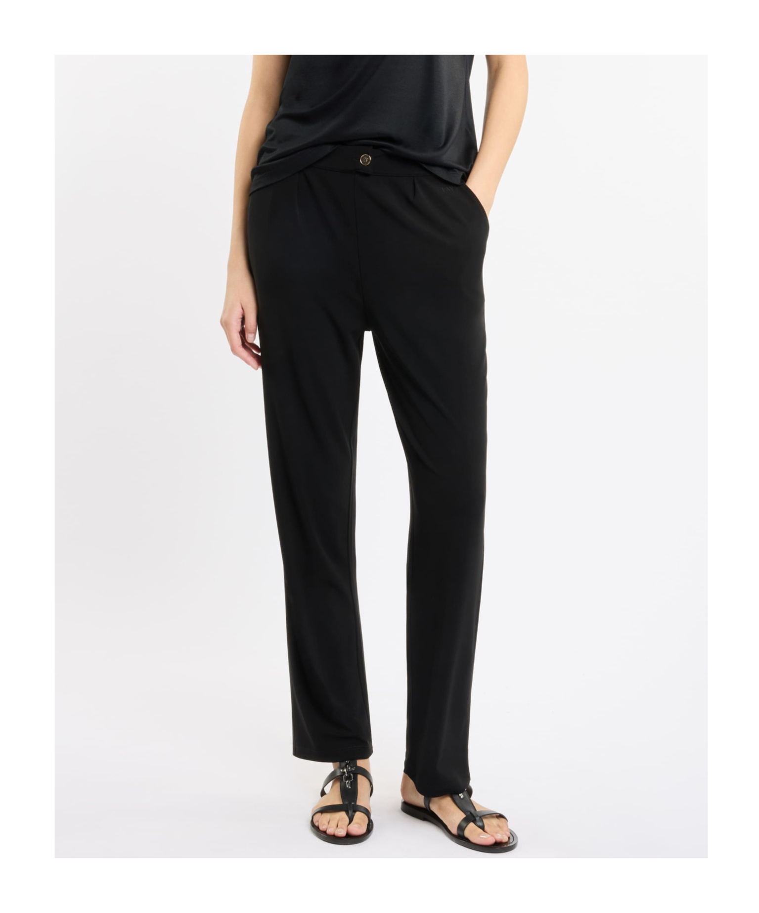 Fay Button Casual Pants In Black