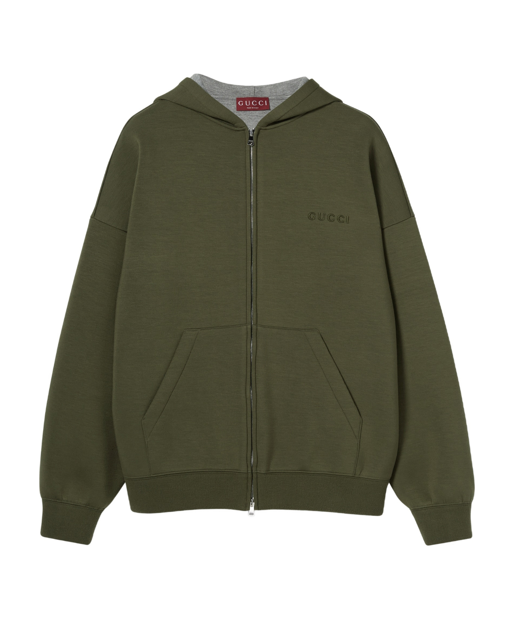 GUCCI EMBROIDERED HOODED JERSEY SWEATSHIRT