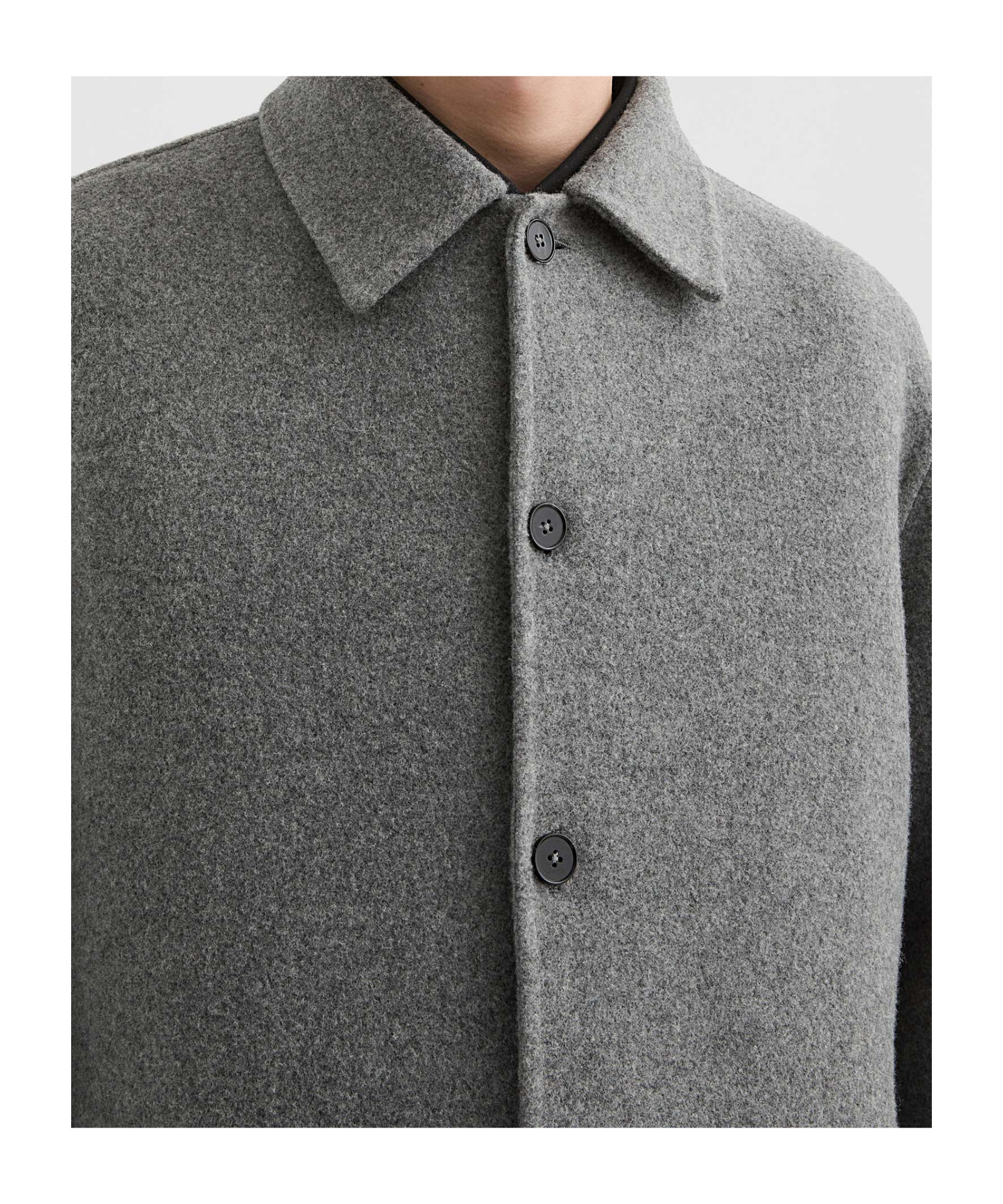 Jil Sander Wool Overshirt Casual Jackets And Parka Gray