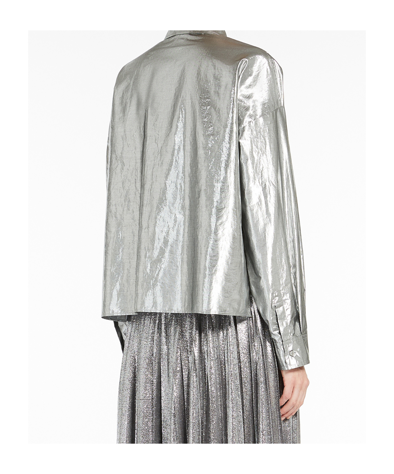 Weekend Max Mara Lamé Cotton Shirt In Gray