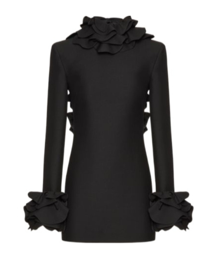 Valentino Besticktes Kurzes Crepe Couture Kleid Frau Schwarz 38 In Black