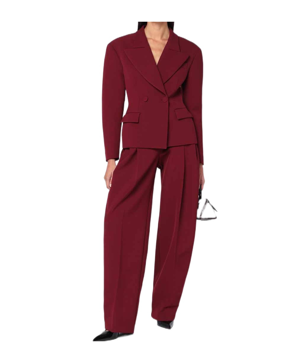 The Andamane Tailored Jacket With Double-breasted Design And Lapels In Burgundy
