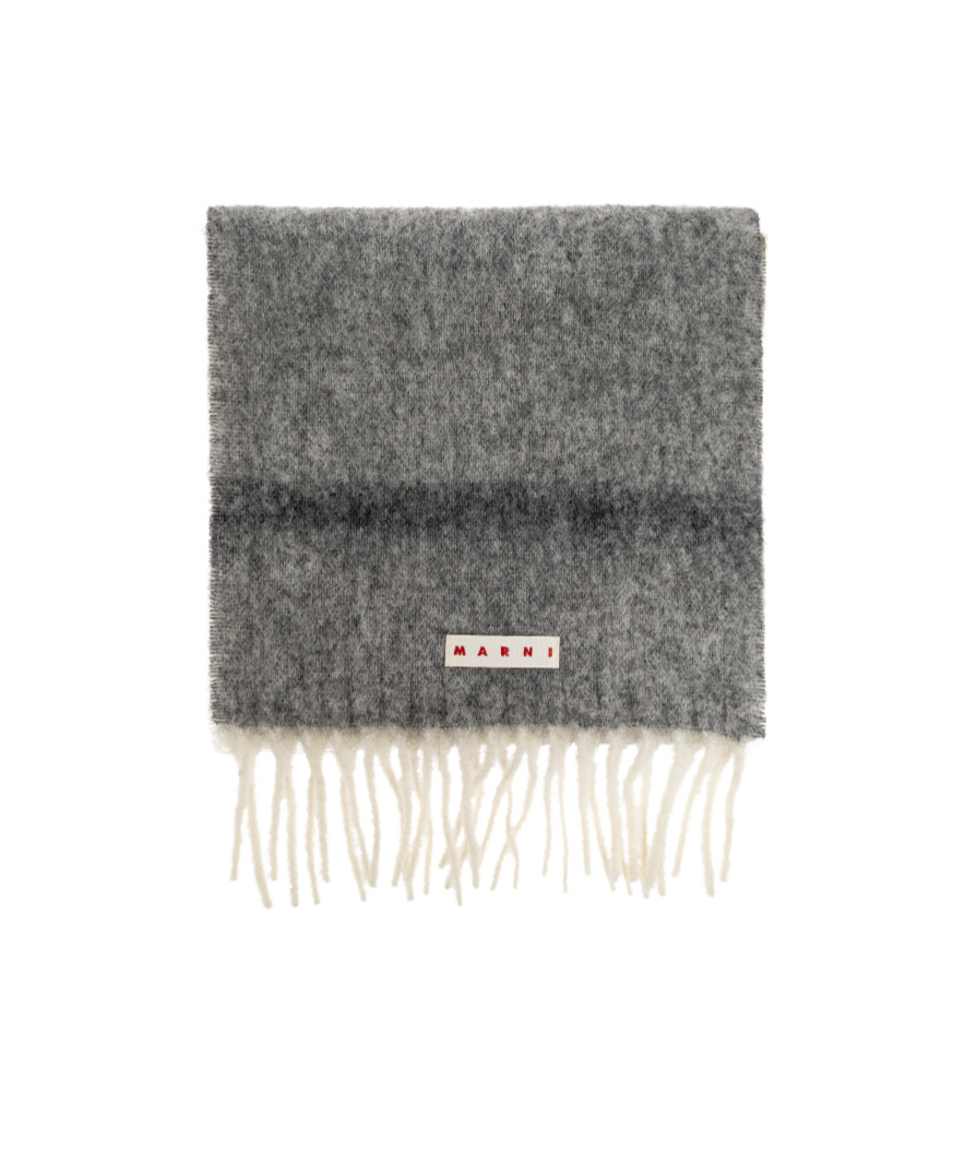 Marni Logo Patch Fringed Scarf