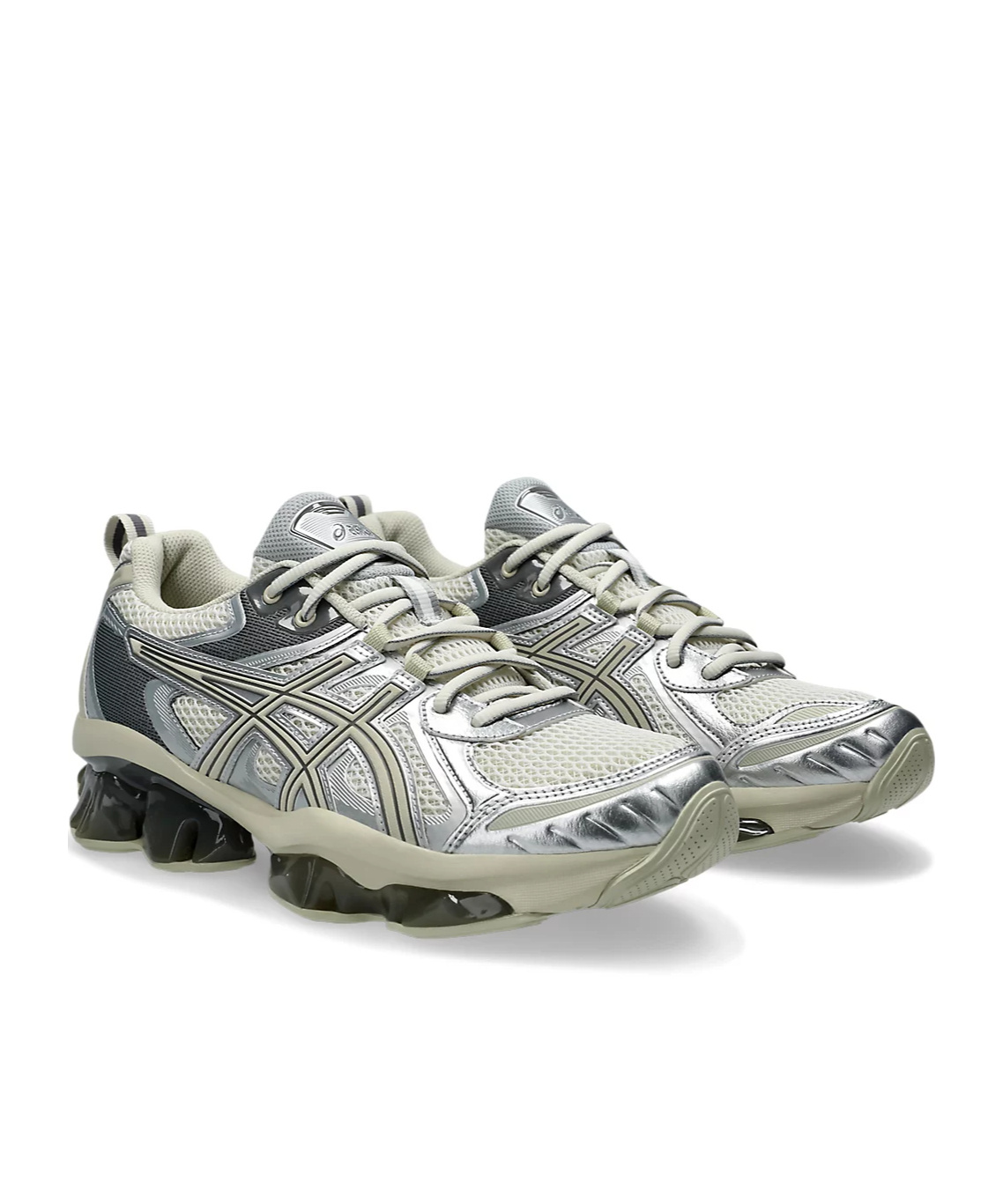 Asics Multicolor Mesh And Rubber Gel Quantum Kinetic Sneakers In Gray