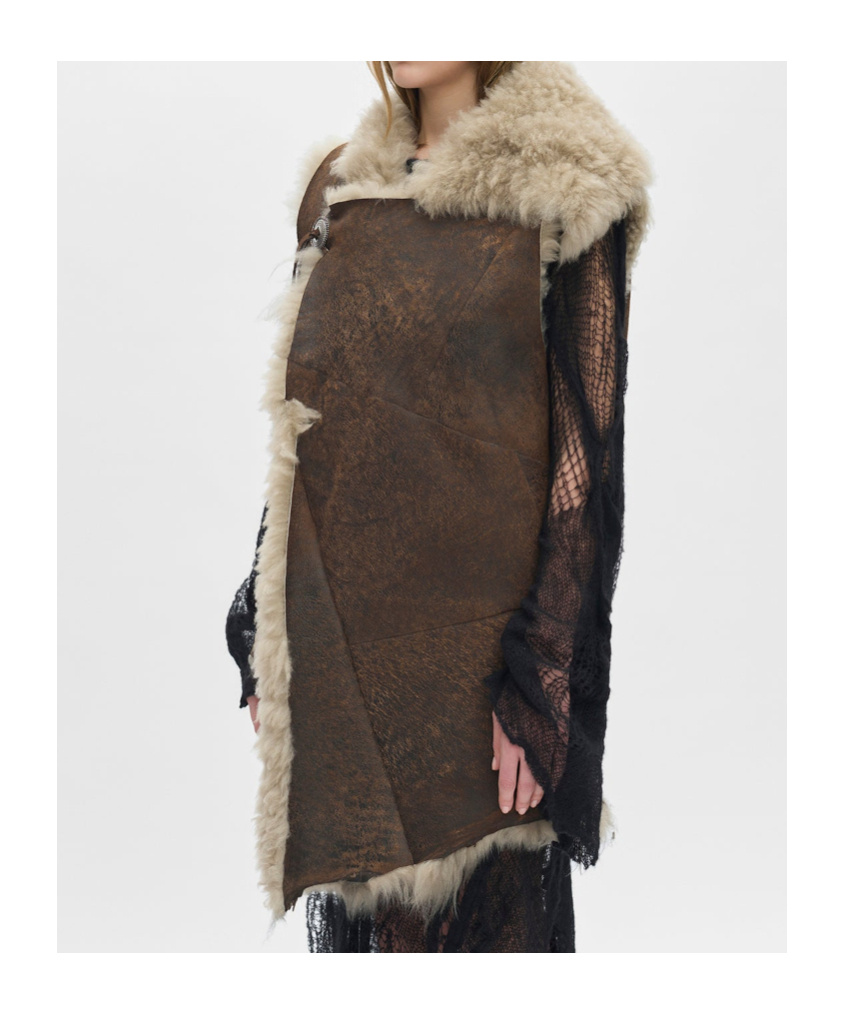 Ann Demeulemeester Aleid Asymmetric Fur Waistcoat In Brown