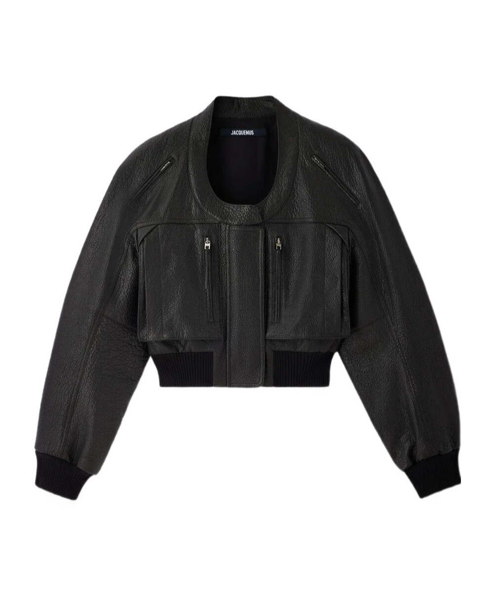 Jacquemus Women Black Grained Lambskin Leather The Tore Jacket In Multi