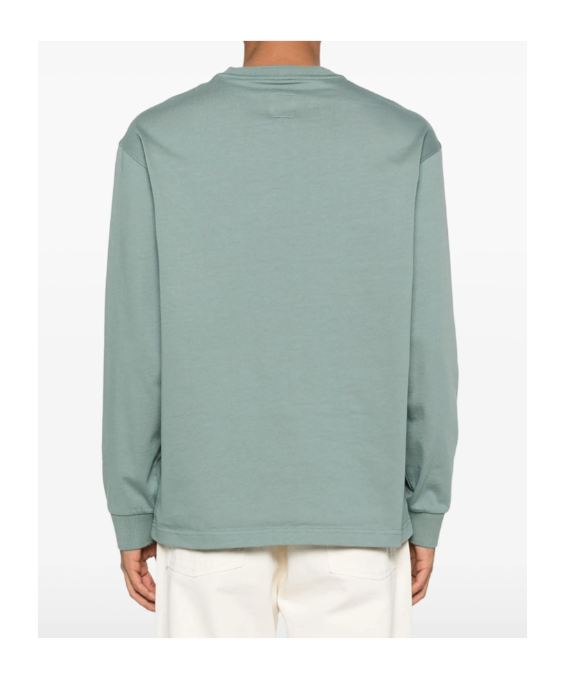 Emporio Armani Round Collar And Long-sleeved T-shirt In Gray