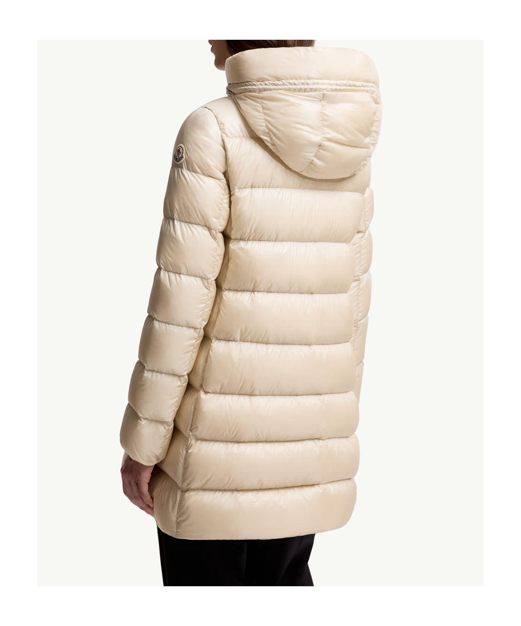 Moncler Suyenne Hooded Mid-length Down Jacket In Neutral
