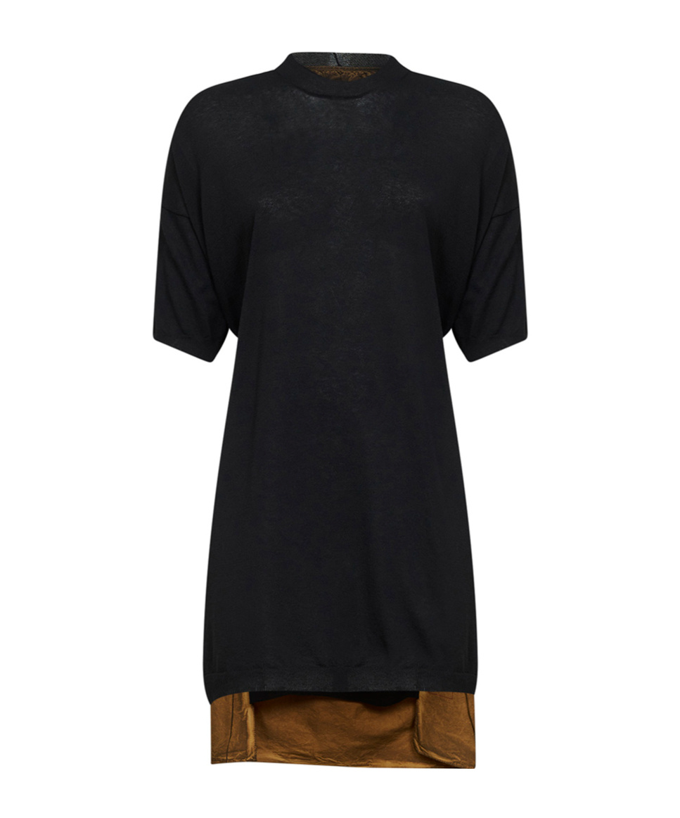 Uma Wang Short-sleeved Color-block Dress In Black