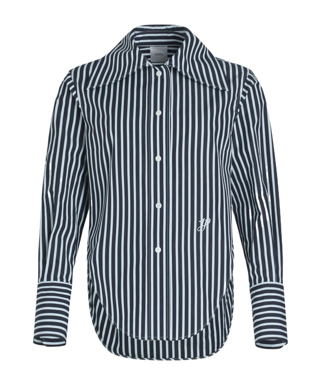 Patou Tailored Shirt In Printed Organic Cotton Poplin In Black