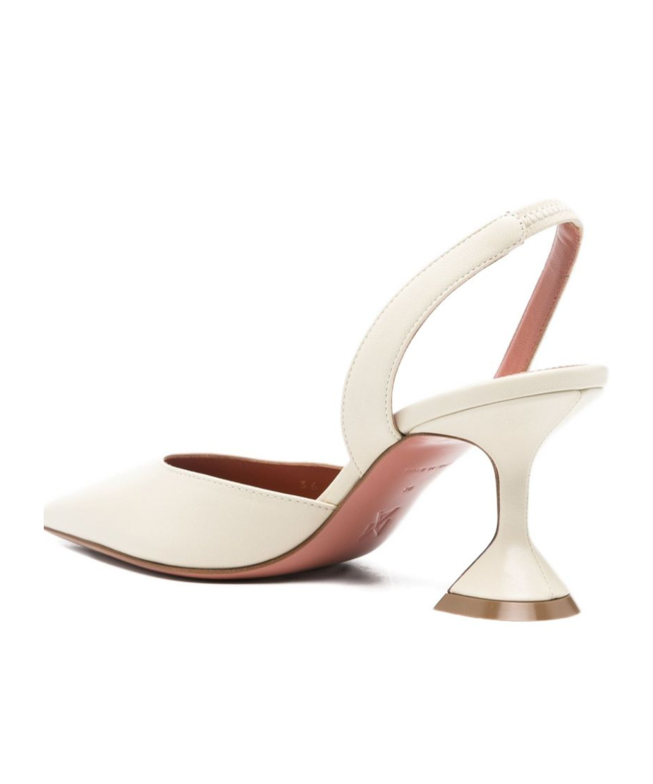 Amina Muaddi Sculptural Heel Leather Slingback Pumps In Neutral