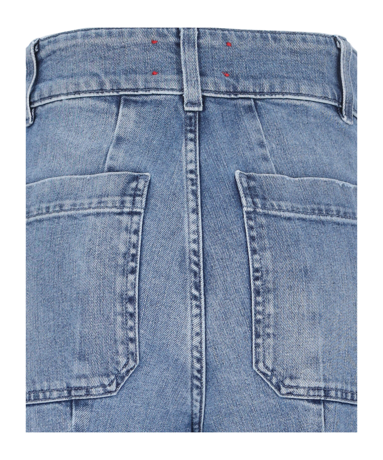 The Seafarer Jane Blue Trousers With Front Pockets And Washed Effect In Cotton Woman In Blue