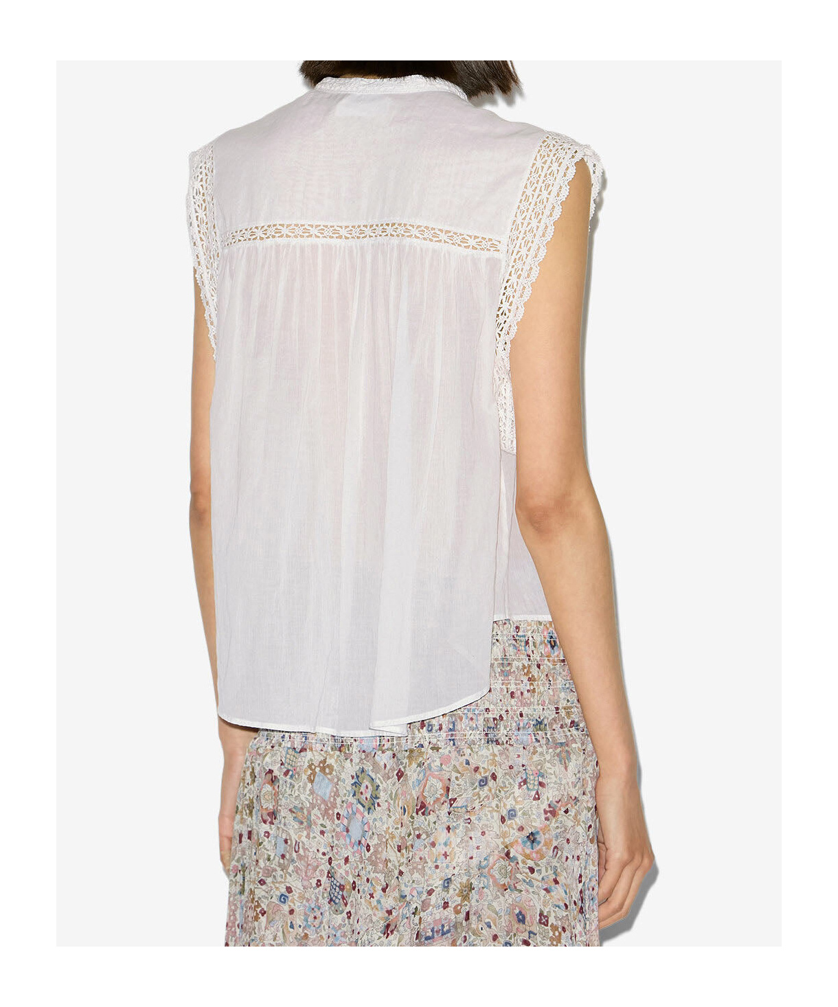 Isabel Marant Étoile Gresia Crochet-trimmed Pintucked Cotton-voile Top In White