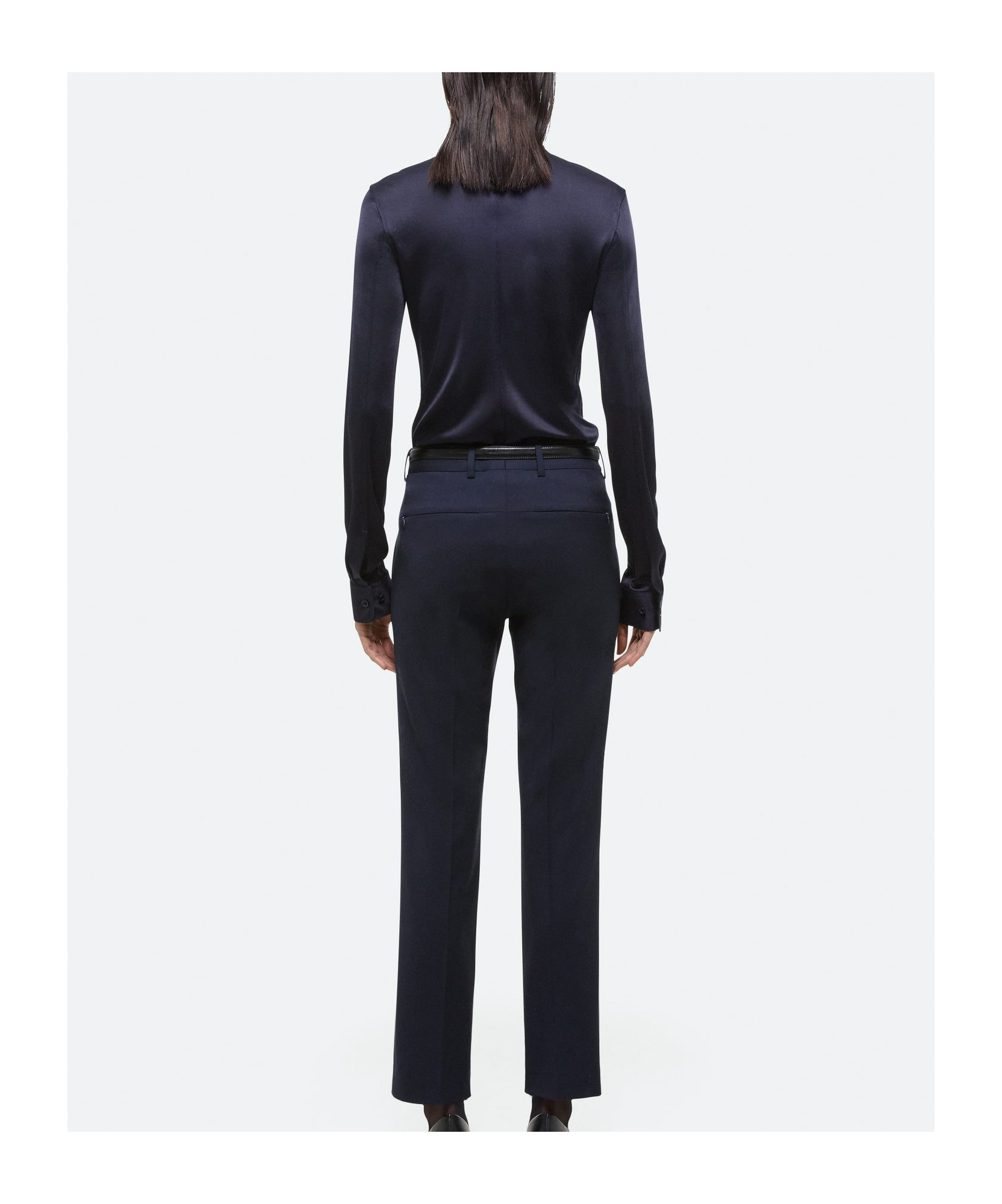 Helmut Lang Pure Wool Trousers In Navy