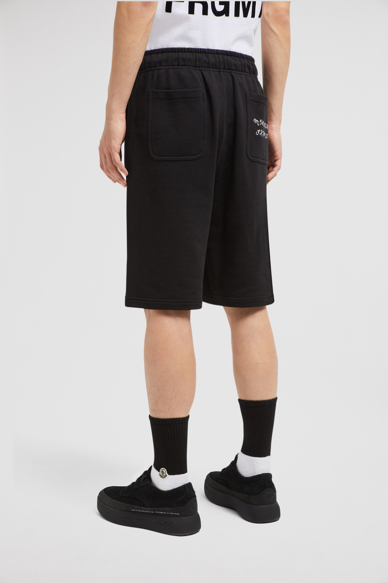 Moncler X Frgmt Embroidered Logo Shorts In Black