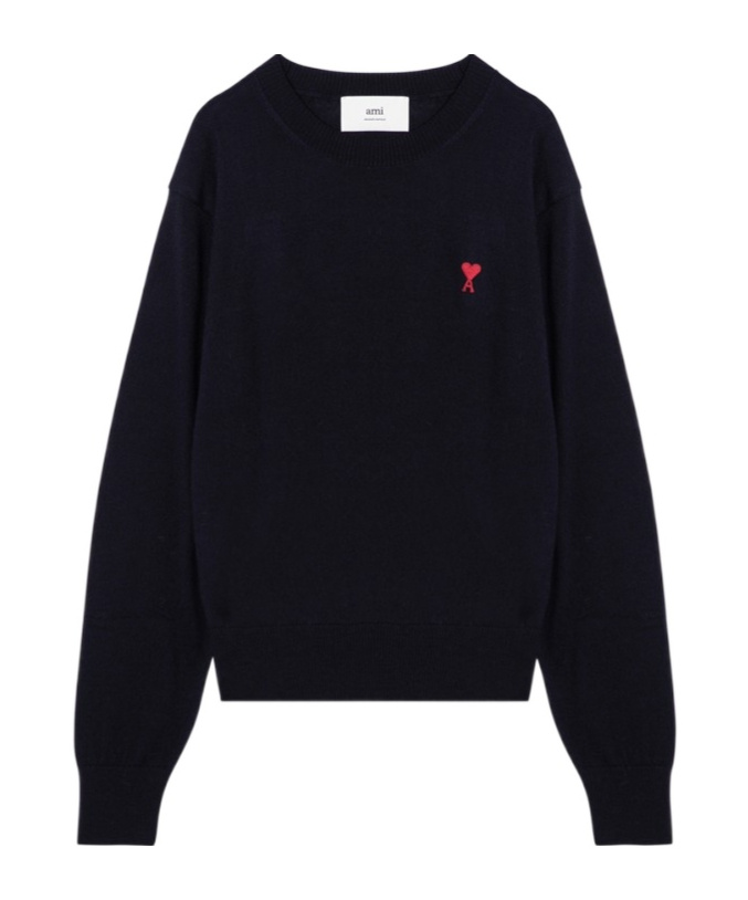 Ami Alexandre Mattiussi Pull Col Rond Ami Paris De Coeur In Black