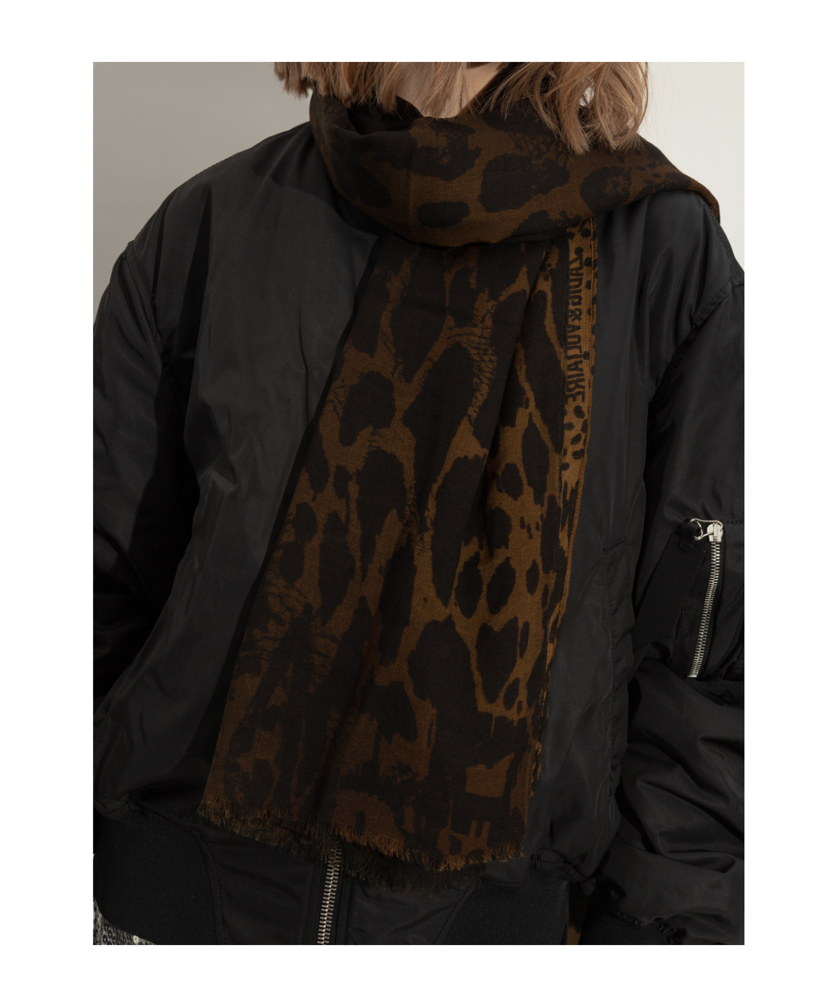 Zadig & Voltaire Leopard-print Scarf In Black